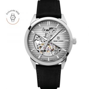 Montre Homme Monarck Noir Cadran Gris Bracelet Cuir Noir 22 Mm - Neuf