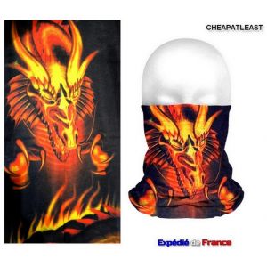 Masque Cache-Nez Tour De Cou Bandeau Tube Cagoule Multifonction Flammes & Dragon En Microfibre Respirante Moto V&eacute;lo Randonn&eacute;e Ski Trottinette Scooter Trek Bandana Biker... - Neuf