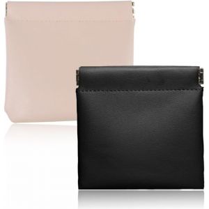 2 Pcs Porte Monnaie Femme,Mini Pochette,Mini Portefeuille,Mini Porte-Monnaie Portable Pour Cartes De Cr&eacute;dit Carte D'Identit&eacute; Cl&eacute;s Casque Rouge &Agrave; L&egrave;vres,Cuir Imperm&eacute;able,Noir/Rose - Neuf