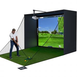 Studio De Golf &Agrave; Domicile Tout Ce Qui Concerne Le Sport - Bo&icirc;tier Avec &Eacute;cran D'Impact 4k Et Cage De Protection Int&eacute;rieur- Kit Complet Structure En Acier - 335 Cm &times; 254 Cm &times; 152,4 Cm - Neuf