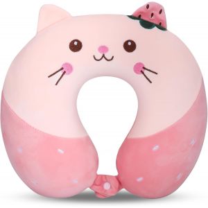 Trahoo-Oreiller De Voyage, Coussin Cervical Pour Enfants En Mousse À Mémoire, Souple Coussin Voyage Avion Avec Zips, Oreiller Voyage De Dessin Animé Confortable Coussin Pour Avion Voiture Camping - Neuf