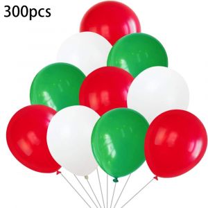 Lot de 300 ballons de No&euml;l en latex rouge, vert et blanc - D&eacute;corations de No&euml;l verser anniversaire, f&ecirc;te, d&icirc;ner de No&euml;l - Neuf