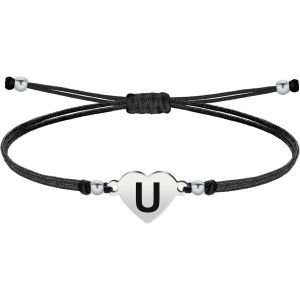 Eryi-- Bracelet Lettre Initiale A - Z En Acier Inoxydable Avec Fil Ciré, Bracelet Femme Ou Homme, Bracelet Coeur Avec Lettre Gravée, Cadeau Pour Mère, Fille, Amie, Petite Amie - Neuf