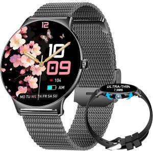 Montre Connectée Femme Avec Appel Bluetooth, 1.43"" Hd Amoled Smartwatch, 120+ Modes Sportifs, Calories Ip68 Etanche Calories Podometre 2 Bracelets Cadeau Ios Android - Neuf