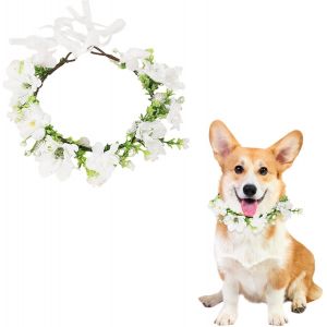 KAL-Collier De Mariage Pour Chien - Collier De Mariage Pour Chien - Tenue De Mariage Pour Animal De Compagnie - Anneau De Fleurs Artificielles - Pour Chien, Chat, Mariage, Anniversaire, Accessoires P - Neuf