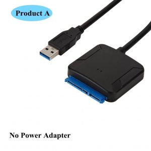 Câble adaptateur USB 3.0 vers SATA pour disque dur SSD HDD SATA III 3.5,2.5 pouces, convertisseur de disque dur, prise en charge UASP avec adaptateur d'alimentation 12V,2A--Without Adapter - Neuf