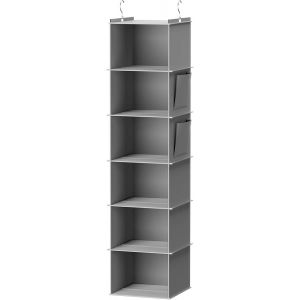 MEVRONISSHOP-Etagere Suspendue, Rangement Suspendu avec 6 Treillis, Grille Gris avec Crochet Métallique Rangement Vetement pour Pliage Facile et Économie D'espace, Gris - Neuf