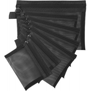 KALANKA-7 Mini Trousses de Toilette en Maille, Pochette Tissu Zipp&eacute;e, Petite Trousse Maquillage Transparente, Pochettes de Rangement pour Cosm&eacute;tiques, Fournitures de Bureau, Voyage Accessoires (Noir) - Neuf