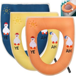 Abattant WC rembourré avec poignée, 3 housses de siège de toilette chaudes, housse de siège de toilette lavable et coussin de siège de toilette antibactérien universel - Neuf