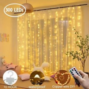 Guirlande Lumineuse Rideau 300 Led Decoration Lumineuse Usb 8 Modes 3m*3m Deco De Fenêtre Anniversaire Mariage Maison - Neuf