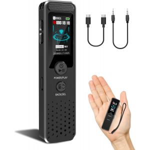 128GB Mini Enregistreur Vocal avec Lecture, 1536Kbps Enregistreur à Commande Vocale,Dictaphone USB-C pour Conférences Réunions Classes.[V349] - Neuf