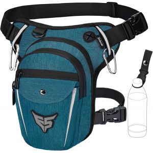 Sjzg-Sacoche De Jambe Moto Capacit&eacute; Extensible, Sac Banane Femme Homme Avec Bande R&eacute;fl&eacute;chissante, 1 Clip &Agrave; Gourde, 2 Mousquetons Pour Randonn&eacute;e P&ecirc;che - Neuf
