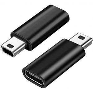 KALANKA-Adaptateur USB C vers Mini USB Lot de 2, Adaptateur Mini USB 2.0 Type-B M&acirc;le vers USB C Femelle, Charge et Donn&eacute;es, Compatible avec Appareil Photo Num&eacute;rique, Lecteur MP3 et Plus, Noir - Neuf