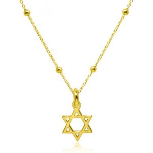 Asas-Collier Pendentif Étoile De David Magen Pour Jeune Fille,Femme En Argent 925 Plaqué Or,Pendentif Religieux Petite Simple - Neuf