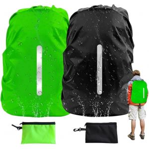 Lot de 2 housses imperméables pour sac à dos de pluie 20-40 l|Imperméable pour sac à dos|Protection pluie Sac à dos Réfléchissant|Housse sac à dos scolaire avec roues ou pour avion.[U720] - Neuf