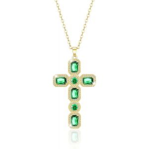 Collier À Chaîne Croisée Pour Femmes,Pendentif En Forme De Diamant Simulé,Pierre De Naissance Et Cristal,Bijoux Tendance Disponibles En Or,Argent Et Or Rose - Neuf