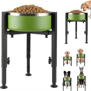 Cmws-Gamelle Surelevee Pour Chien, Porte Gamelle Chien Surélevée Ajustable En Hauteur, Support Gamelle Chien Surelevee En Métal Pour Petits, Moyens Et Grands Chiens, Hauteur Et Largeur Réglables, Noi - Neuf
