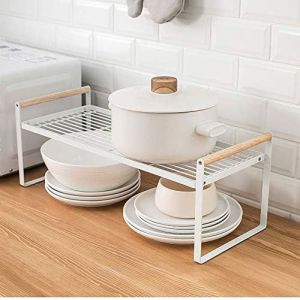 Sjzg-&Eacute;tag&egrave;re De Cuisine, &Eacute;tag&egrave;re &Agrave; &Eacute;pices, En Fer Et Poign&eacute;e En Bois, Convient Pour Le Rangement De La Maison Et De La Cuisine, Blanc (53 X 21 X 20) - Neuf