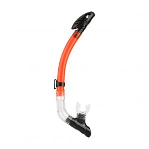 Tuba Sec Complet De Haute Qualite Avec Embout Buccal En Silicone Et Valve De Purge Pour La Plongee (Orange) - Neuf