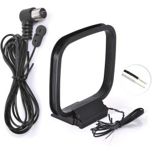 Antenne Radio FM 75 Ohm Adaptateur F Mâle avec Câble Extension 1,5 m/4.92ft FM et Boucle Antenne AM (Paquet de 2) Fils Nus - Neuf