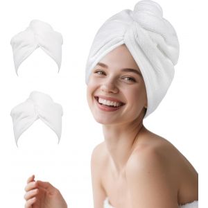 Cmwx-Lot De 2 Serviettes En Microfibre Pour S&eacute;chage De La T&ecirc;te, Super Absorbantes, Anti-Frisottis, Turban Pour Femmes Et Filles, Cheveux Longs Et Boucl&eacute;s - Neuf