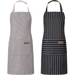 Loranka-Lot De 2 Tabliers De Cuisine Pour Femme - Tabliers De Cuisine Ajustables Avec Poches - Tabliers De Cuisine En Coton Pour Hommes - Tabliers Pour La Cuisine, La Peinture, La P&acirc;tisserie, Les - Neuf