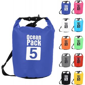 Kalanka-5l Sac Étanche Polyvalent, 2l/5l/10l/15l/20l/30l Bleu Waterproof Dry Bag Avec Longue Bandoulière Réglable Sac À Dos Confort Imperméable Pour Bateau/Kayak/Pêche/Rafting/Natation/Camping/Snowbo - Neuf