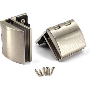Charnière pour porte de douche en verre - En alliage de zinc - Avec clip de serrage , Taille S - Neuf