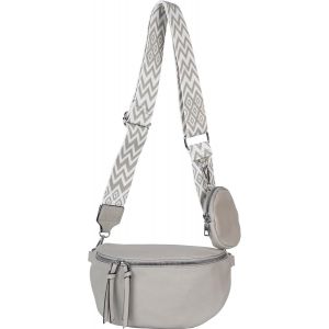 CAUC-Ensemble de sacs &agrave; bandouli&egrave;re pour femmes en demi-lune 2 pi&egrave;ces, bandouli&egrave;re avec motif losanges en zigzag 02012396 - Neuf