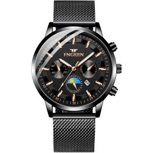 Montre-Bracelet Pour Homme,Montre &Agrave; Quartz &Eacute;tanche Multifonctions,Cadran Romain,Entreprise Montre,Avec Chronographe Et Calendrier Num&eacute;rique,Bracelet En Acier Inoxydable.[J1004] - Neuf