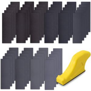 50 Pièces Papier De Verre Avec Blocs De Ponçage Papier Abrasif Grain 120/180/240/320/400/800/1000/1200/2000/3000 Feuilles Abrasives Pour Poncage - Neuf