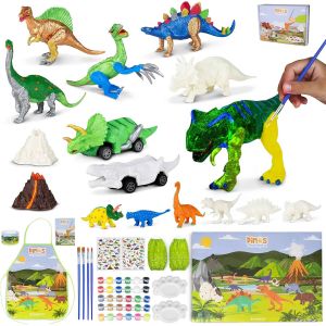 ERYI-Dinosaure Jouet Garcon Kit Peinture Avec 16 Figurines Activites Manuelles Pour Enfants Avec Phosphorescence, Loisirs Creatifs, Jouet Enfant 3 4 5 6 7 8 9 10 Ans Cadeau Anniversaire, Noël - Neuf
