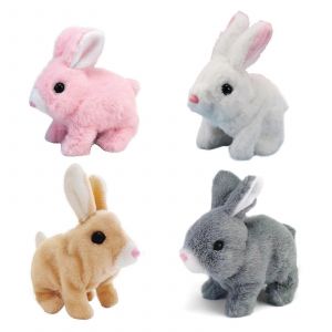 Jouets éducatifs interactifs en forme de lapin : les lapins peuvent marcher et parler, peluche de Pâques-Rose - Neuf