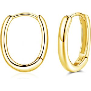 Kal-Petites Créoles En Argent Sterling 925 - Ovales - Hypoallergéniques - En Forme De U - Pour Cartilage Et Sommeil - Pour Femme Et Fille - Neuf