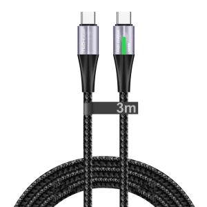 ERYI-Câble De Charge Usb C Vers Usb C, [3 M] 100 W Pd3.0 Type C Câble De Charge Rapide Indicateur Lumineux Led Câble De Téléphone Pour Macbook Pro, Ipad Air, Iphone 16 15 Pro Max S25 S24 Ultra - Neuf