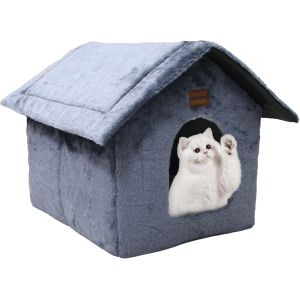 Cmws-Niche Pour Chat D'intérieur Avec Coussin En Peluche Maison De Chat Abri Chaud Et Confortable Lit Pour Chat Panier Pour Chat Avec Fond Antidérapant 45x40x45cm - Neuf