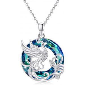 Collier Phoenix Pour Femme,Pendentif Phoenix Avec Cristaux D'autriche Argent Sterling 925 Nirvana Phoenix Bijoux Cadeaux Pour No&euml;l Anniversaire - Neuf