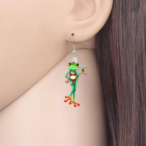 Kal-Acrylique Dessin Animé Grenouille Skateboard Boucles D'oreilles Pendentif Grand Long Bijoux Animaux De Mode Pour Femmes Filles Ados Charms - Neuf