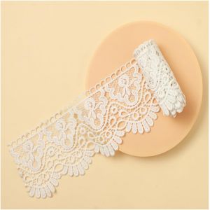 Sjzg-Bordure En Dentelle Brod&eacute;e - 10 Cm - Hydrosoluble - Vintage - En Soie De Lait - In&eacute;lastique - Pour Rideau, Nappe, V&ecirc;tements - Blanc - 10 Cm X 5 M - Neuf