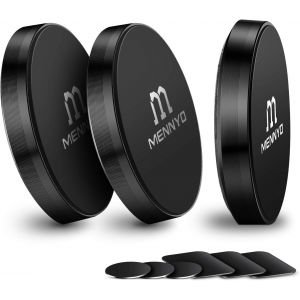 KAL-Support T&eacute;l&eacute;phone Voiture Magn&eacute;tique, Lot De 3 Aimant De T&eacute;l&eacute;phone Avec Plaques De M&eacute;tal Coll&eacute; Sur Tableau De Bord | Mur Aimant Autocollant Compatible Avec Iphone Samsung Galaxy/Note Huawei - Neuf