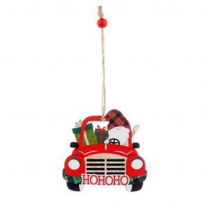 No&euml;l en Bois Voiture Pendentif Arbre de No&euml;l Ornements pour le Festival de No&euml;l &agrave; la Maison de la Sc&egrave;ne de la D&eacute;coration de l'Impression Gnome Pendentifs - Neuf