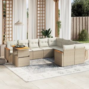 Prolenta Premium - Salon De Jardin Avec Coussins 10 Pcs Beige R&eacute;sine Tress&eacute;e - Neuf