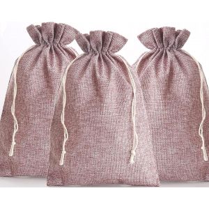 Sac à Cordon 20 x 30 cm Pochettes Sachets en Lin Chanvre 12pcs Calendrier de l'Avent Sac en Tissu Sachets en Jute Mariage Sacs Cadeau avec Cordon, fête, Noël (A) - Neuf