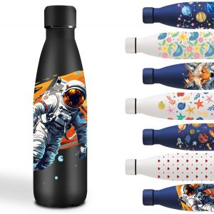 Eryi-Gourde, 500ml Gourde Isotherme, Gourde Personnalisée Avec Des Astronaute, Facile À Nettoyer, Gourde Enfant Anti Fuite, Facile À Transporter, Bouteille D'eau Pour L'école, Bureau, Voyage, Sports, - Neuf