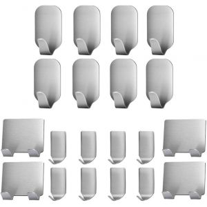 20 Pièces Crochet Adhésif,en acier inoxydable support mural à adhésif 3M pour Peignoir,Manteau,Serviette,clés,sacs,maison,cuisine,salle de bain,anti-rouille et étanche - Neuf