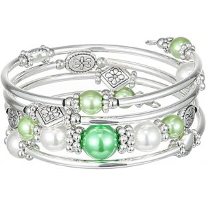 Kal-Bracelet En Perles Argent Pour Femmes Bracelet Enveloppant En Pierre Multicouches Un Cadeau De Bijoux Fantaisie Pour Maman Le Jour De Thanksgiving -Boîte Cadeau - Neuf