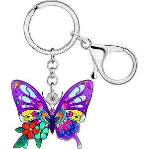 Kal-Porte-Clé Papillon Floral En Acrylique Porte-Clé De Voiture Porte-Clé De Porte-Clé Bijoux Papillon Cadeaux Pour Femmes Filles Charms De Printemps - Neuf