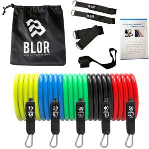 5 Pack Latex Bands With Elastic Handles For Pilates,Yoga,Crossfit,Physiotherapy,150 Lbs For Men And Women,Suitable For All Types Of Workout. - Neuf