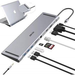 Station D'Accueil Usb C 10 En 1 Hub Usb C Avec 4K Hdmi,Vga,3 Ports Usb 3.0,Usb-C,Gigablit Ethernet Rj45,Cartes Sd/Tf,Audio Pour Windows 10,8,7,Xp/Mac Os/Linux - Neuf
