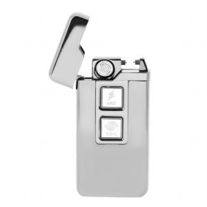 HJLIAN Briquet electrique coupe-vent a double bobine et capteur tactile a arc, rechargeable par USB (argent) - Neuf